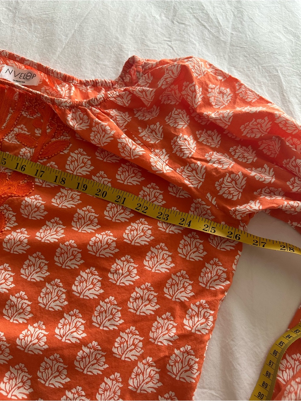 NVELOO Orange Printed Embroidered Tunic, size XL - Picture 7 of 12